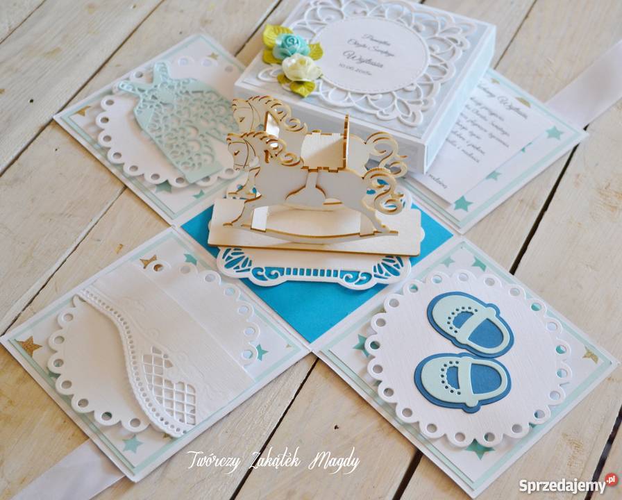 Kartka exploding box na Chrzest Święty ręcznie sprzedam