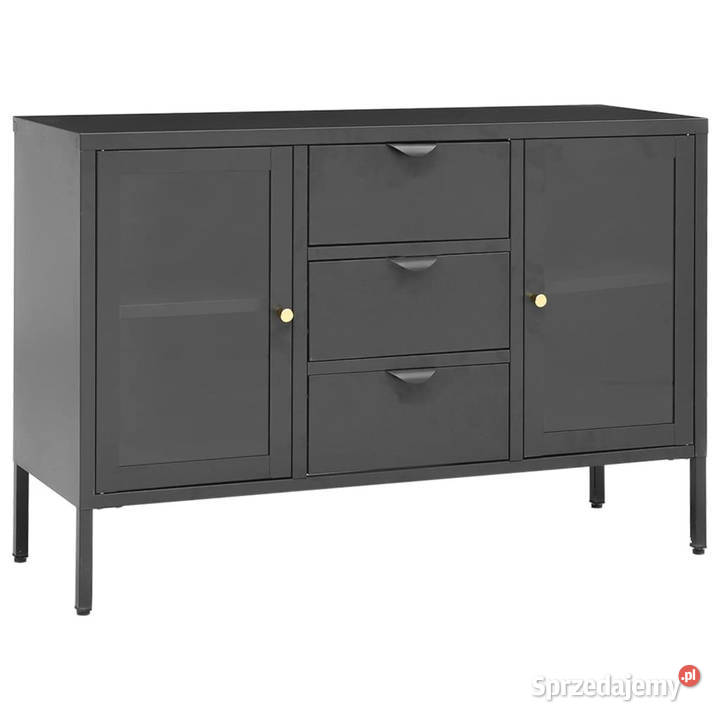 Komoda antracytowa 105x35x70 stal i szkło