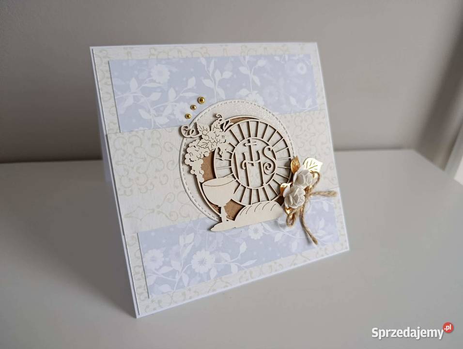 Kartka ręcznie robiona Pierwsza Komunia Święta Łódź