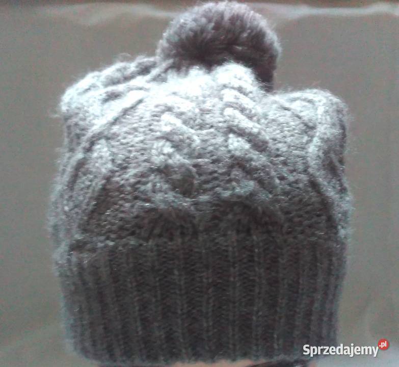 CZAPKA szara Damska srebrna r ML Pompon NOWA Białystok