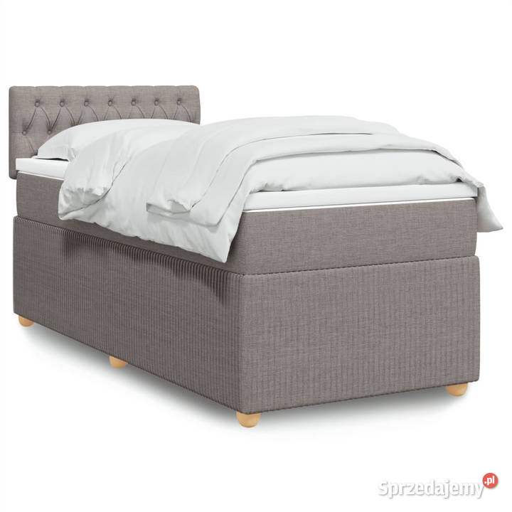 Łóżko kontynentalne z materacem taupe tkanina 100cm Łóżka Warszawa