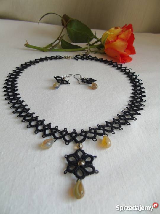 Biżuteria Frywolitkowa Wiśniowa