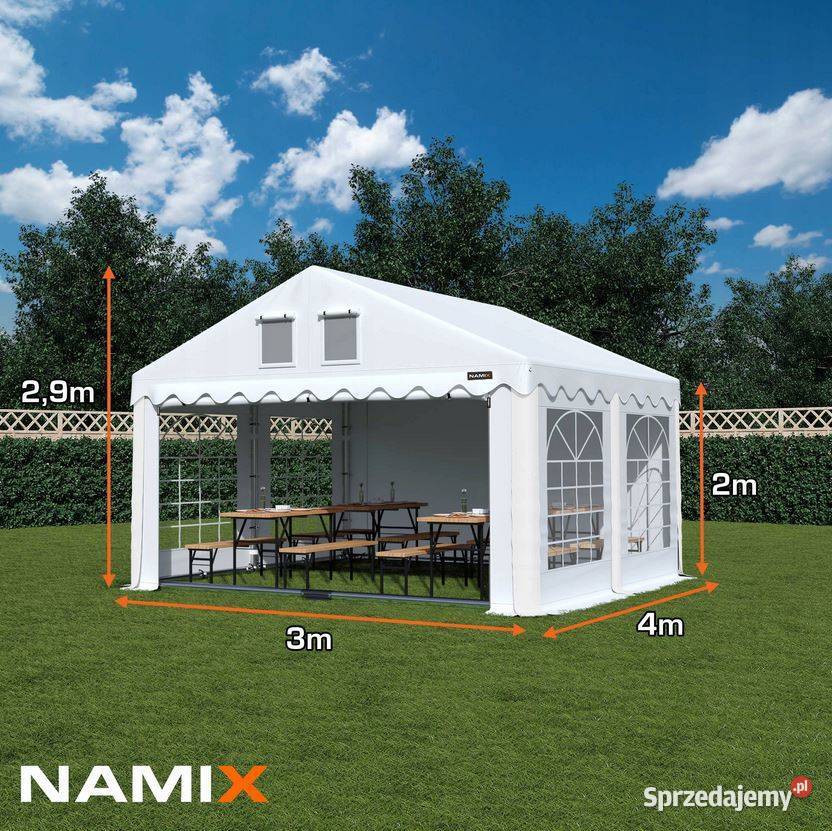 Namiot GRAND 3x4 imprezowy ogrodowy PVC 560gm2 Magazynowanie Jabłonna