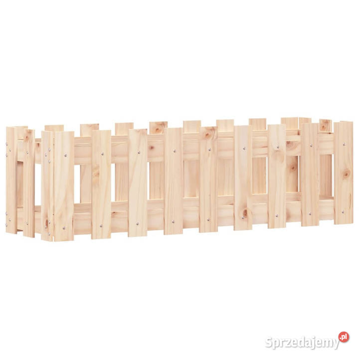 Rabata ogrodowa z płotkiem 100x30x30 lite drewno Pozostałe