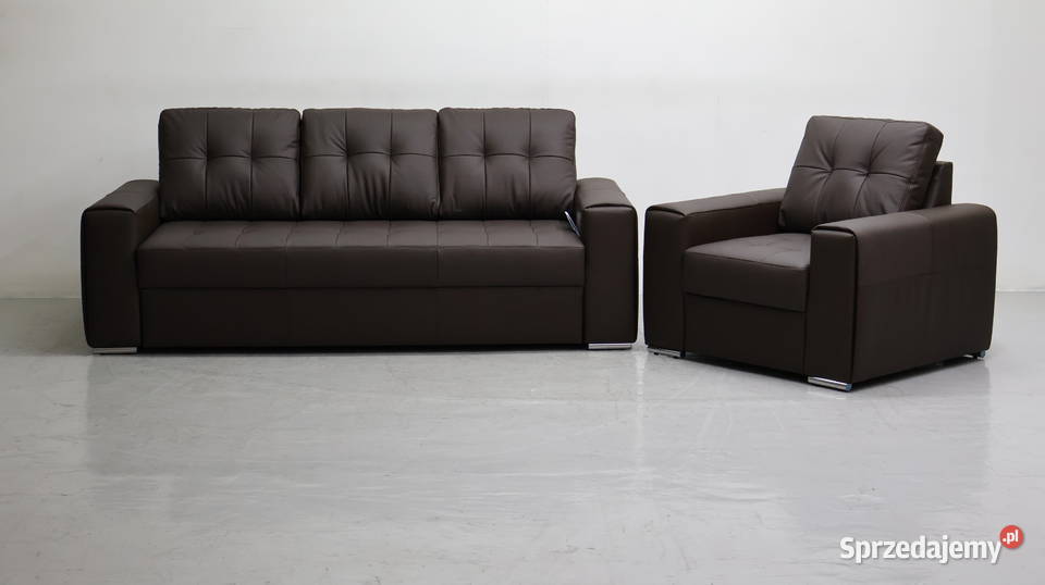 KOMPLET 31 sofy kanapy zestaw brązowa skóra Poznań sprzedam