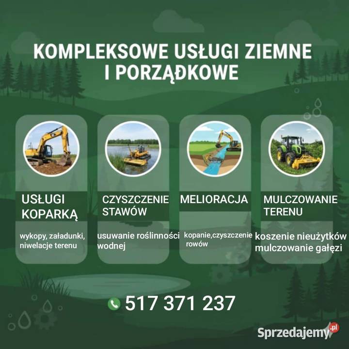 Usługi koparką gąsienicową amfibie kosiarki Łomazy usługi budowlane