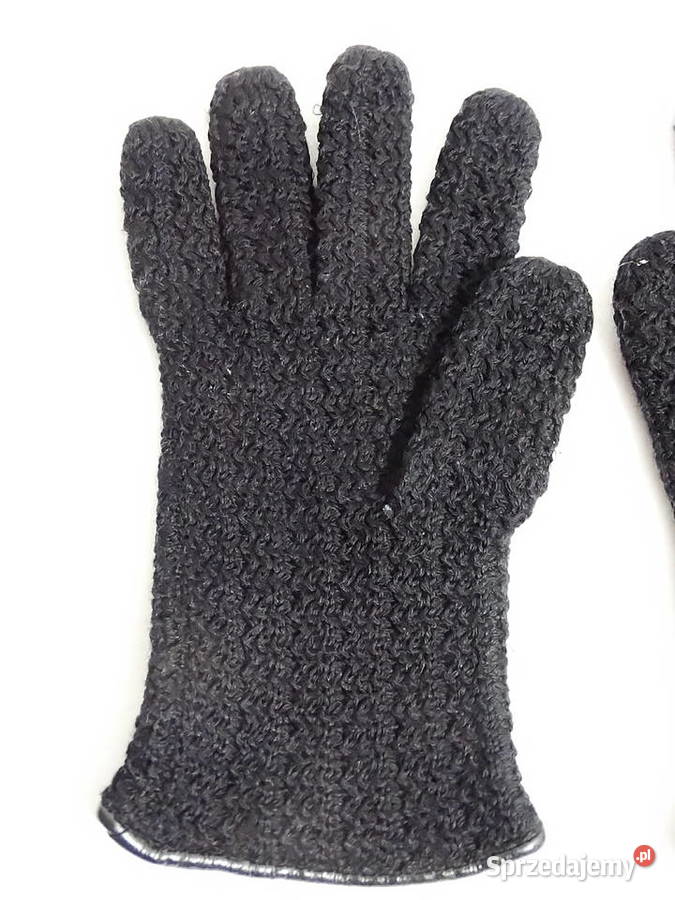 Rękawiczki zimowe damskie materiałowe czarne SM lubelskie Biłgoraj