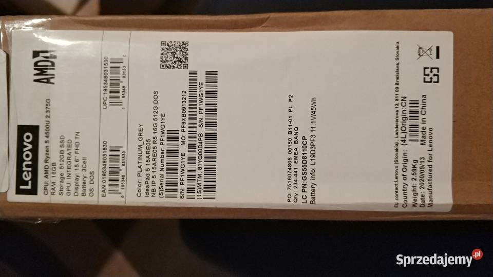 laptop lenovo ideaPad 5 15are05 amd ryzen 5 Jarosław sprzedam