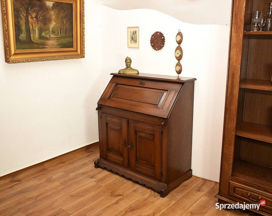 ŁADNY DĘBOWY SEKRETARZYK BIURKO SEKRETERA DĄB Świdnica