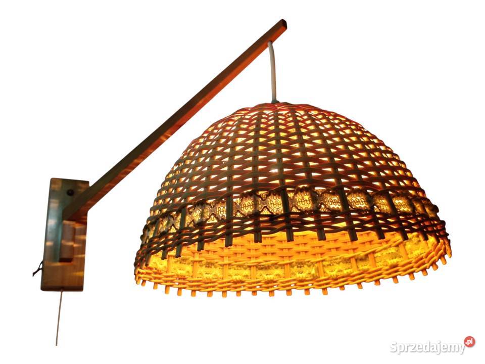 Kinkiet skandynawski ratan midcentury modern