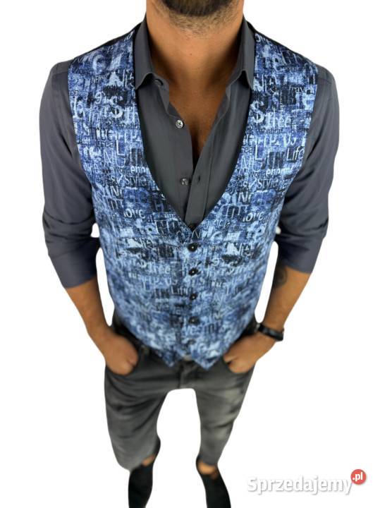 GIOVANNI PERA kamizelka męska D628 niebieska w wielkopolskie Ostrów Wielkopolski