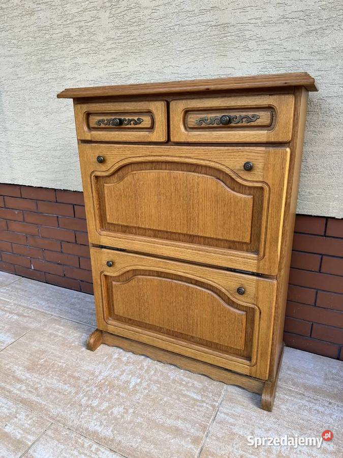 Szafka na buty dębowa wąska stylowa komoda Sulbiny