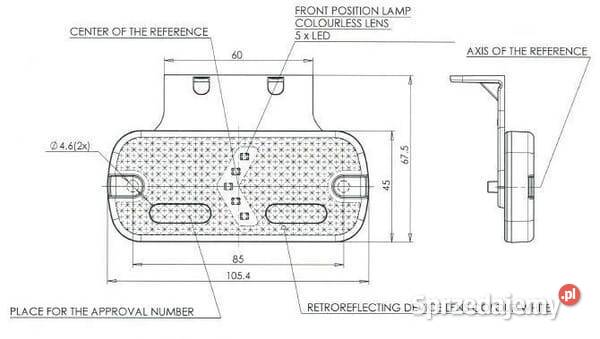 Lampa obrysowa LED prostokątna 1224V z wtyczką Kamionna