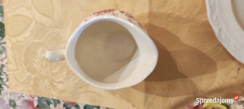 Duży mlecznik dzbanek ecru róże porcelana Anglia