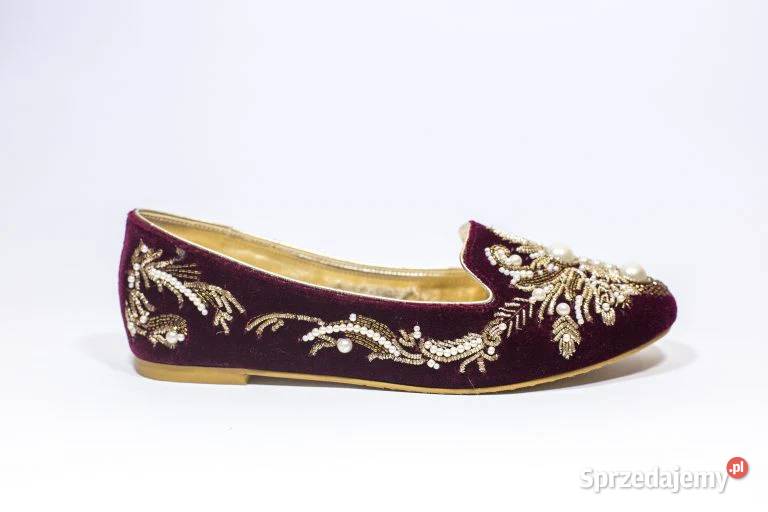 Płaskie buty loafers 38 retro vintage welur inna zachodniopomorskie Szczecin