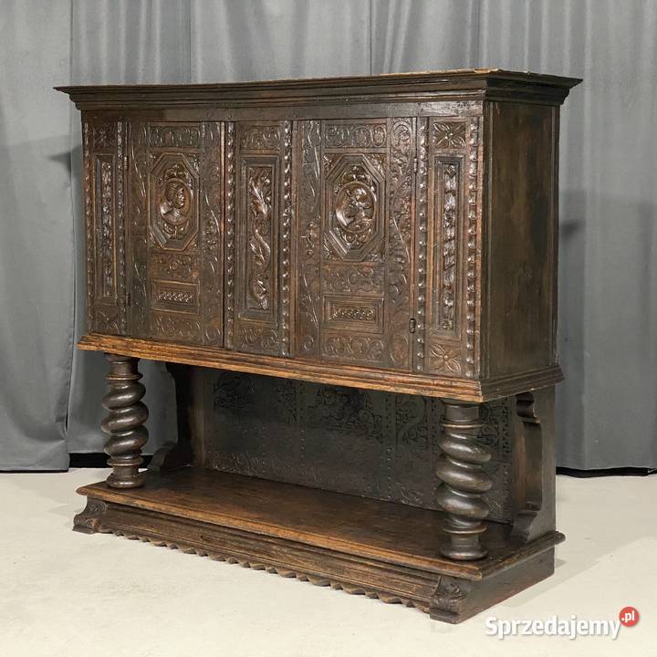 Antyczny rzeźbiony kredens komoda szafka