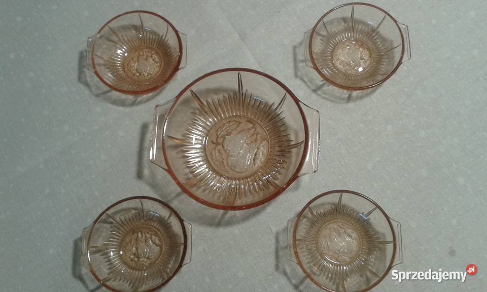 Miseczki szklane zdobione komplet szkło Pleszew sprzedam