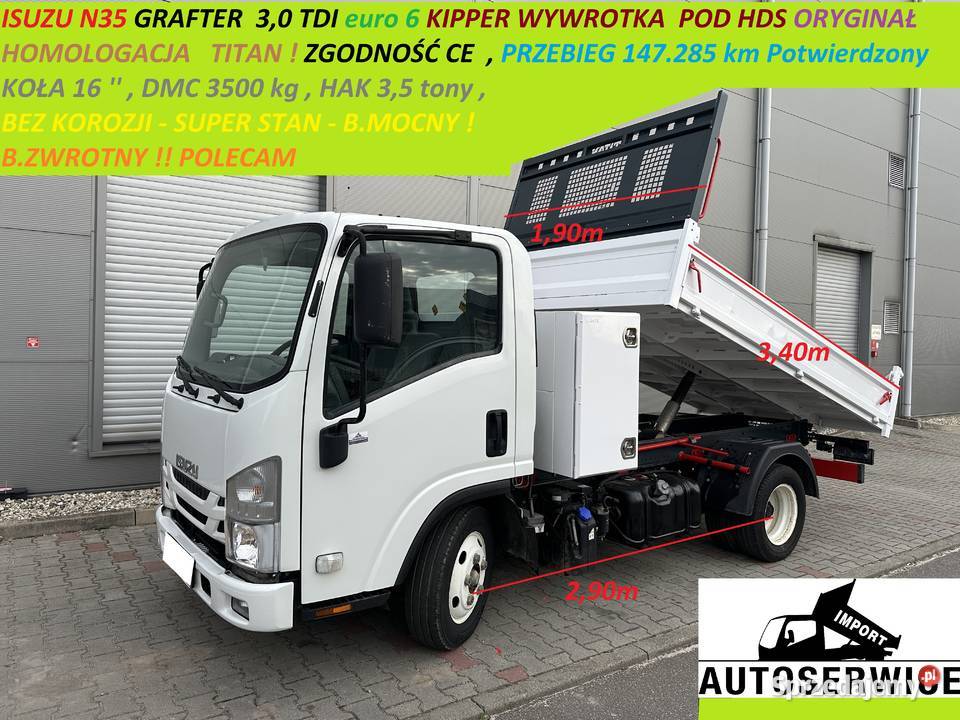 ISUZU N35 30 DID EURO 6 KIPPER WYWROTKA POD HDS nieuszkodzony Piekarzew