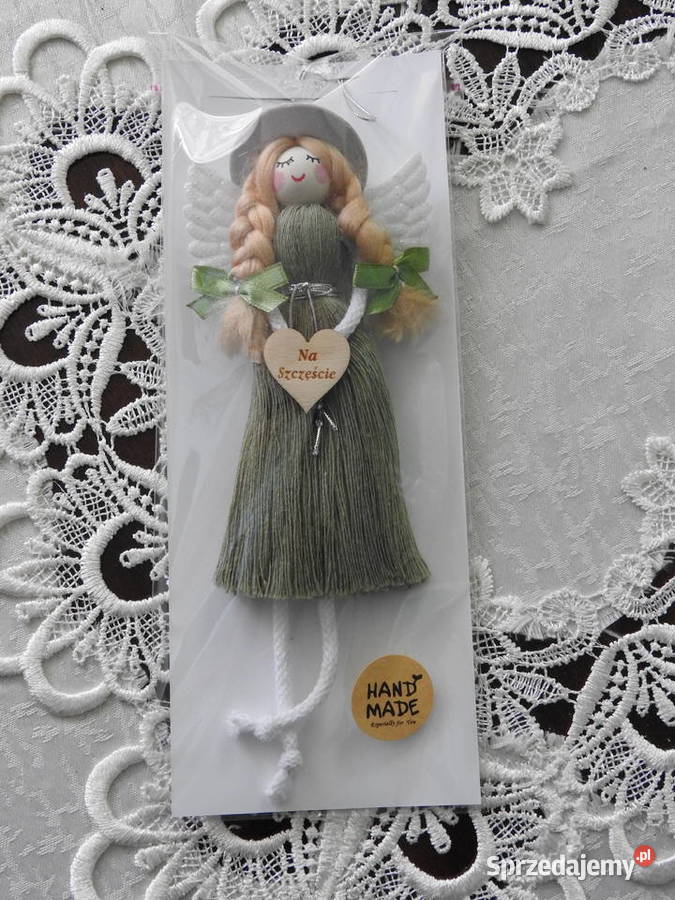 Aniołek na szczęście zawieszka makrama handmade Bytom