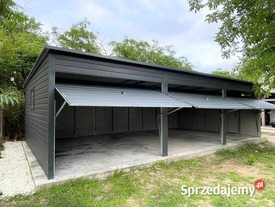 Garaż blaszany 9x5 grafitowy trzystanowiskowy