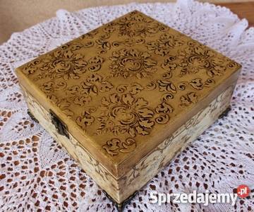 Szkatułka drewniana vintage decoupage Dekoracje i ozdoby Wyposażenie wnętrz mazowieckie Komorów