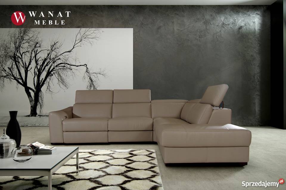 Nowoczesny Skórzany Narożnik Skóra Tkaniny Wanat Woźniki