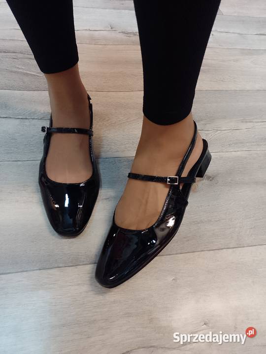 43 Czarne baleriny czółenka wieczorowe z odkrytą czarny Kraków