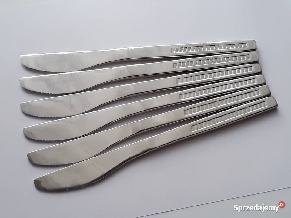 Noże obiadowe KRATKA Polwid sztućce PRL śląskie Dąbrowa Górnicza