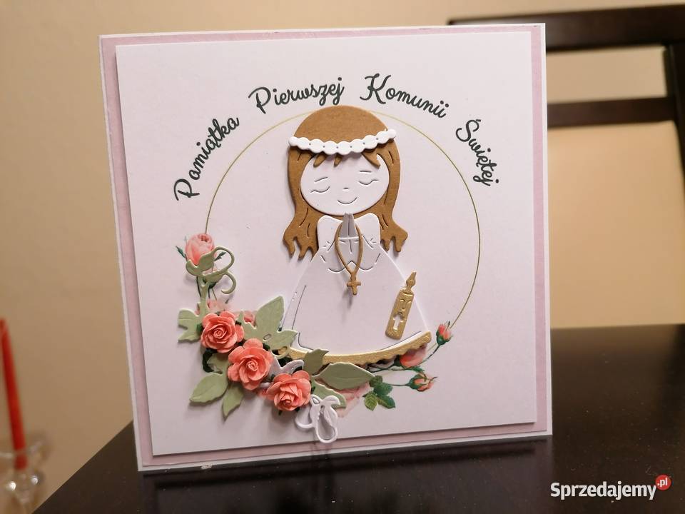 Komunia kartka własnoręcznie wykonana Strzebiń