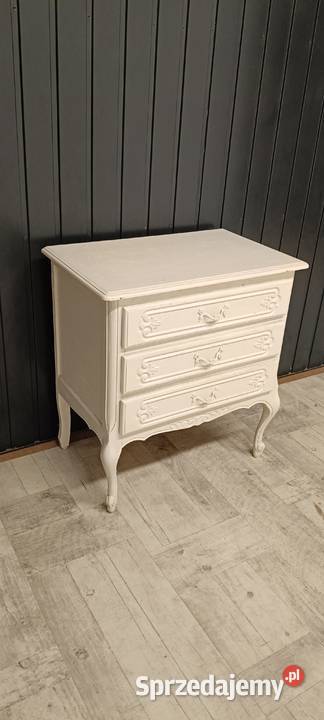 komoda ludwikowska z szufladami biała drewniana Radomsko