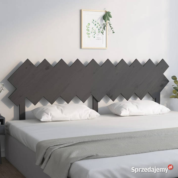 Wezgłowie łóżka szare 196x3x805 lite drewno