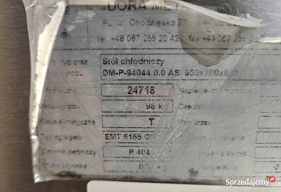 Stół chłodniczy dwudrzwiowy Dora Metal DM9404400 Góra