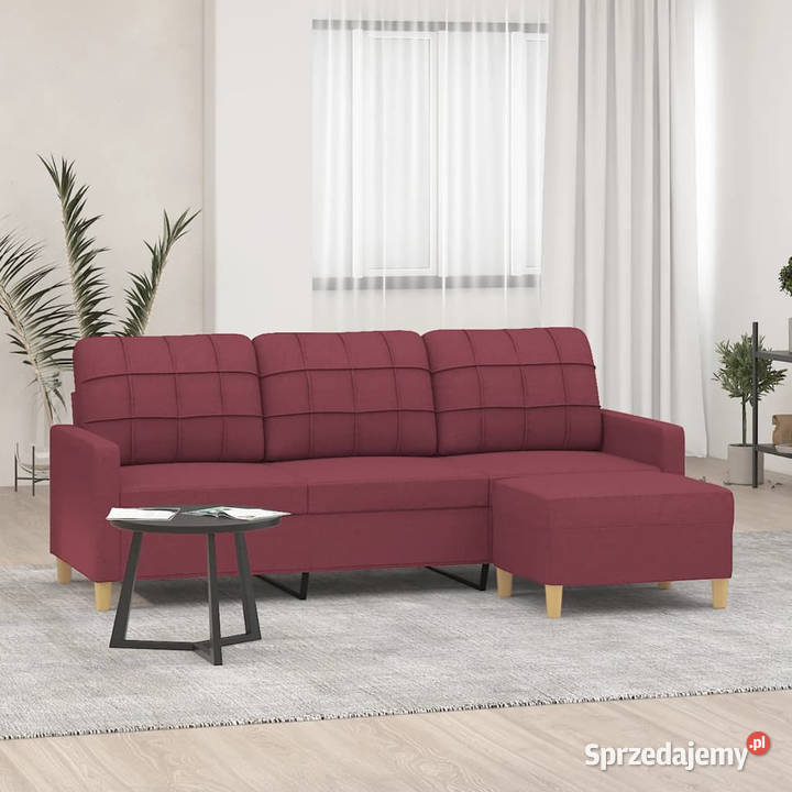 3osobowa sofa z podnóżkiem winna czerwień 180 Warszawa