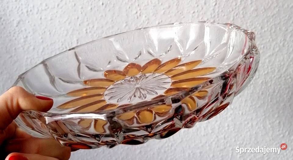Kryształowa lazurowana patera z Zawiercia śląskie