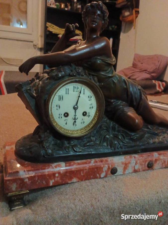 Kominkowy zegar francuski marmurowy stary Rzeszów