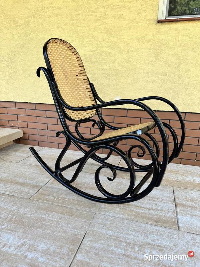 Fotel bujany drewniany z rafią bujak na sprzedam