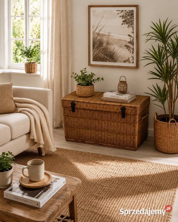 Duża Skrzynia Wiklinowa Kufer Boho Poddębice