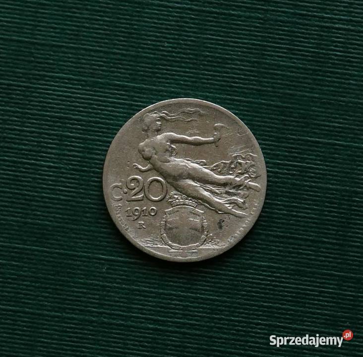 WŁOCHY 20 centesimi 1910r Antyki, Sztuka, Kolekcje Gliwice