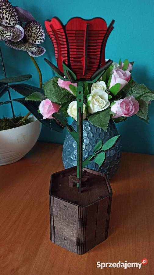 Drewniana Wieczna Róża w Doniczce Walentynki Warszawa