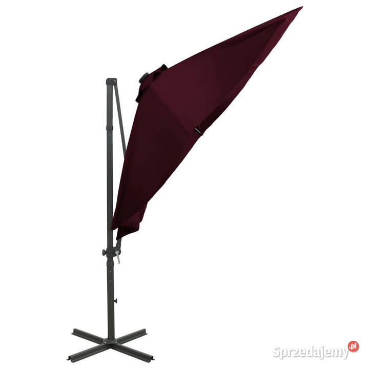 Parasol wiszący z LED i słupkiem bordowy 300 Pozostałe mazowieckie Warszawa