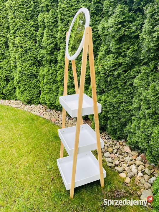 Regał bambusowy drabinka z półkami i lustrem Pozostałe mazowieckie Walendów