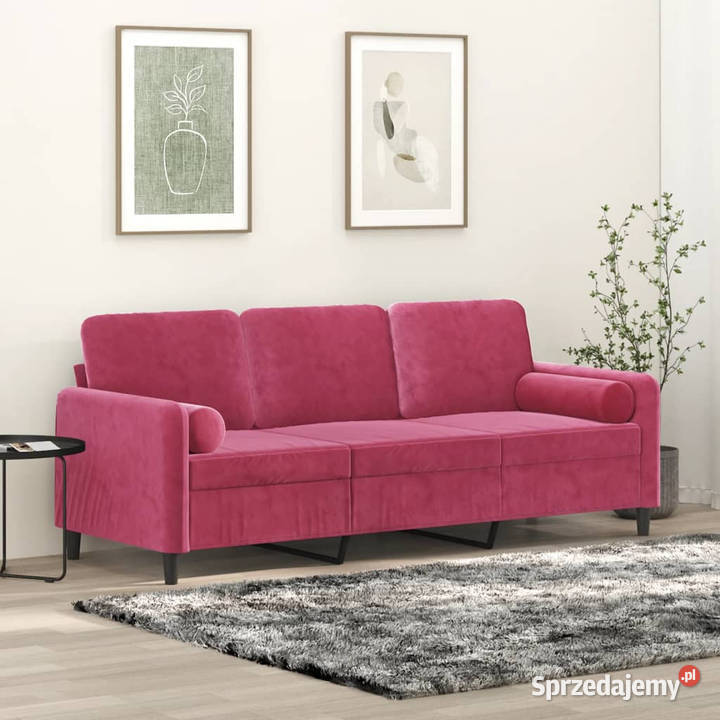 3osobowa sofa z poduszkami winna czerwień 180 Warszawa
