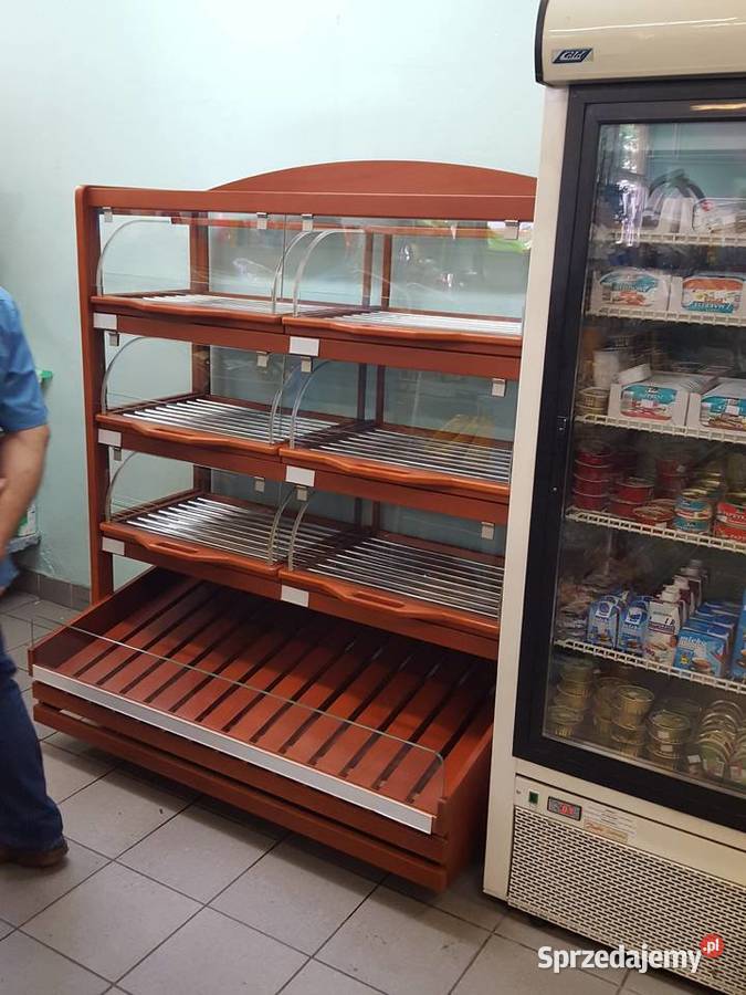 Regał cukierniczy z wysuwanymi szufladami na