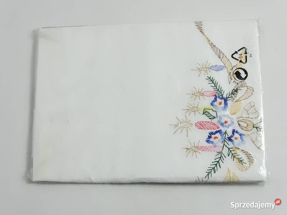 Piękna Świąteczna Serweta Haftowana 80x80 Biłgoraj