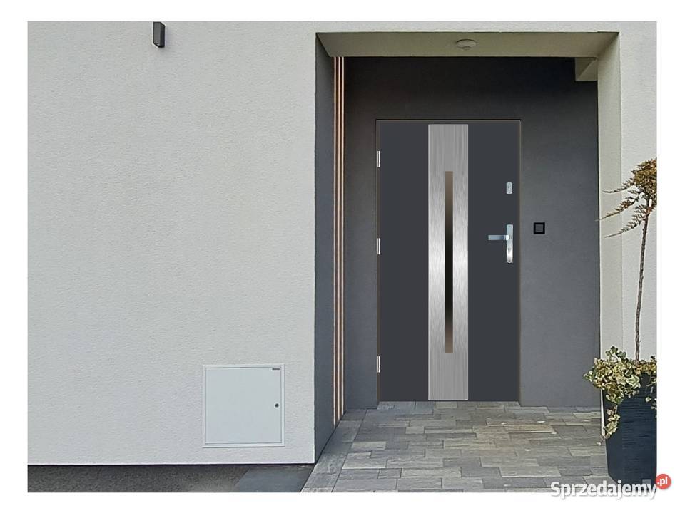 Drzwi wejściowe do domu GI32 INOX Antracyt 90