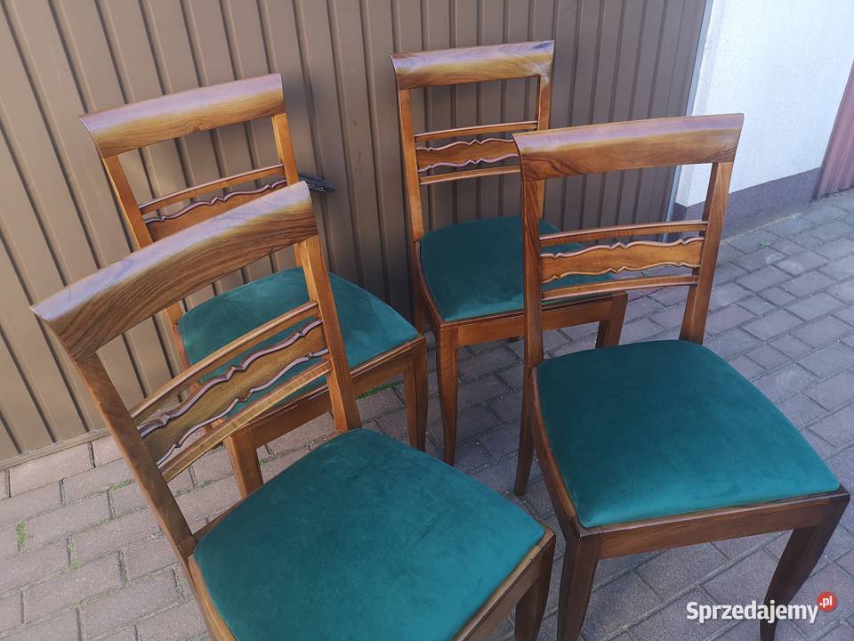 Krzesła 4 Sztuki Orzech ARTDECO Stare Antyk Swarzędz
