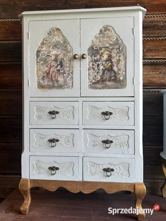 Ręcznie odnawiany komplet mebli shabby chic Łopuszna
