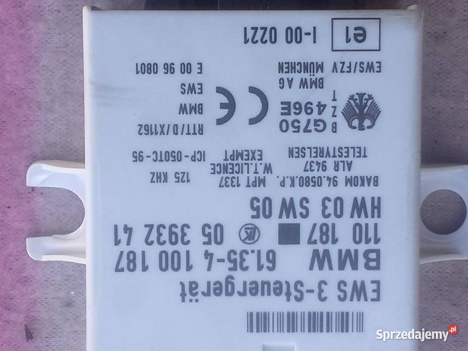 BMW E39 sterownik EWS3 61354100187 Rok produkcji 1998 Dębno sprzedam