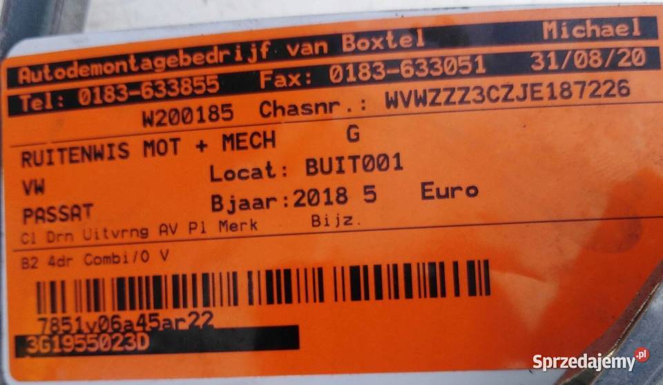 mechanizm wycieraczek 3g1955119a vw arteon osobowe małopolskie