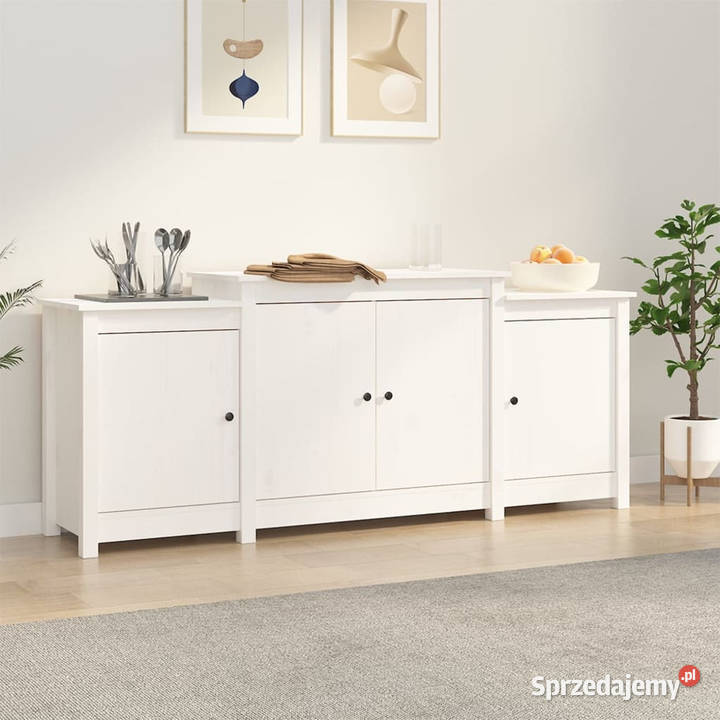 Komoda biała 164x37x68 drewno sosnowe WM821493 mazowieckie Warszawa